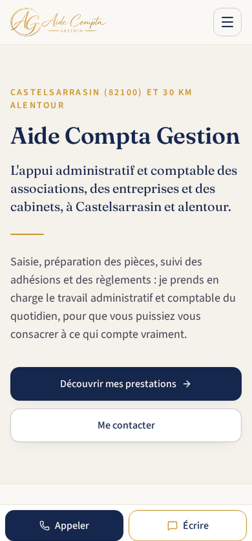 Site internet d’assistante comptable Aide Compta Gestion créé par Slowb